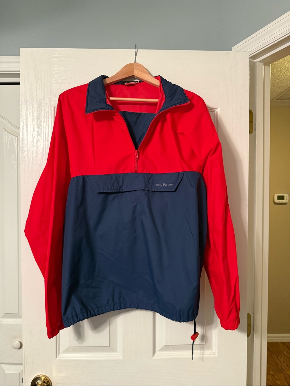 Vtg 90s Helly Hansen Quarter Zip Windbreaker Jacket L Navy Red Colorblock Anorak